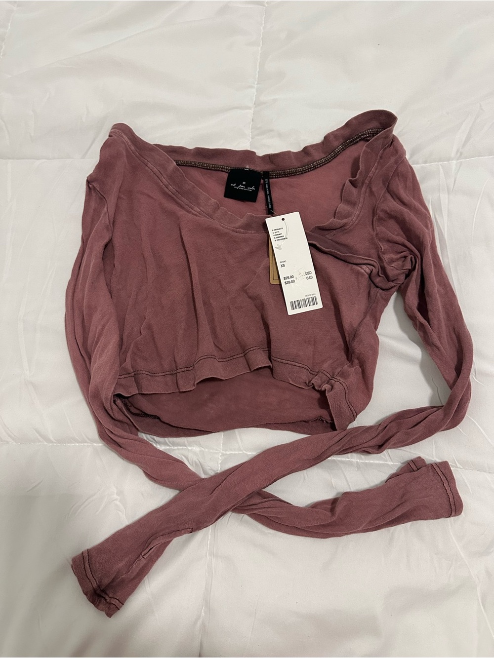 Urban Outfitters dusty mauve long sleeve crop top